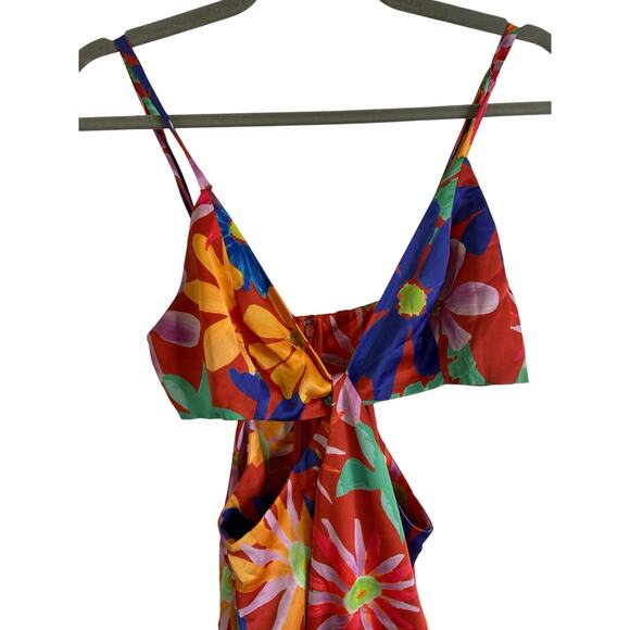 PatBO Aster Cutout Maxi Dress Spring Floral Colorful Art to Wear Prom Size 8 - Picture 8 of 12